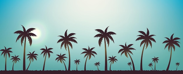 Vector panorama palm tree nature background