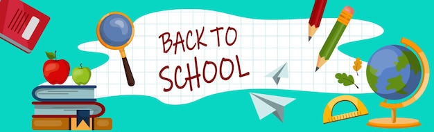 Panoramic banner welcome to school september 1st vector