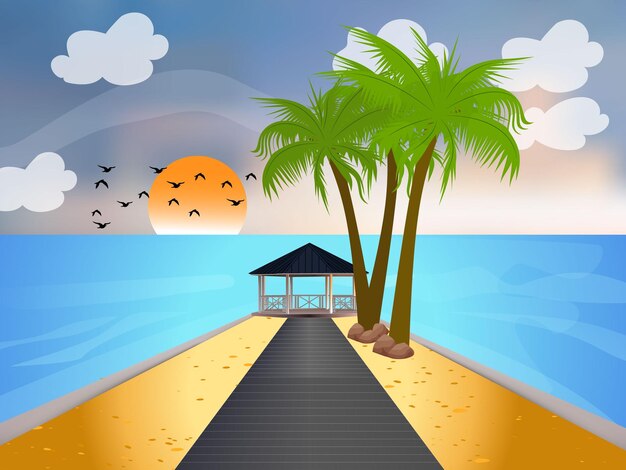 Panoramic holiday landscape luxurious beach resort vector