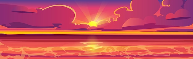 Panoramic landscape sunny bright sandy beach - vector illustration