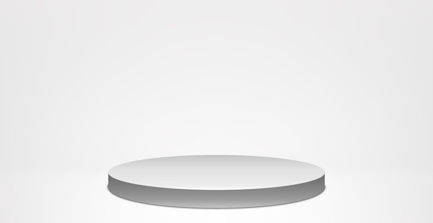 Panoramic light gray background with a round podium - Vector illustration