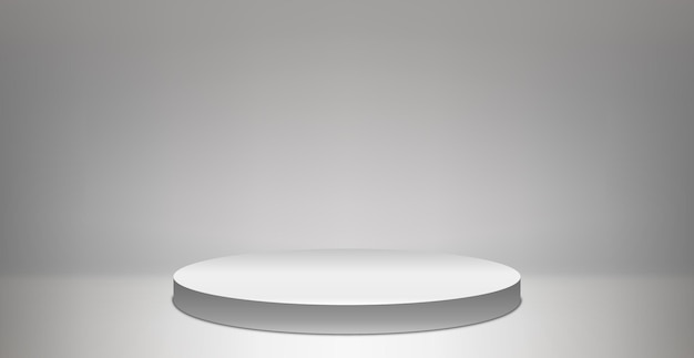 Panoramic light gray background with a round podium - Vector