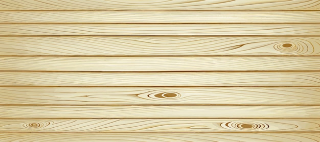 Vector panoramic light wood texture with knots plank background vector