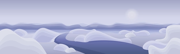 Panoramic mountain landscape, peaks and hills in the clouds - vector