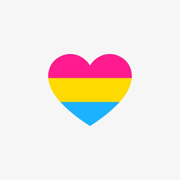 Pansexual flag with white background Heartshaped flag