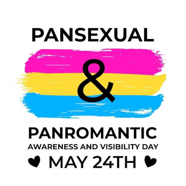 5월 24일 Pansexual 및 Panromantic 인식 및 가시성의 날 Pansexual Pride Flag LGBT 커뮤니티 이벤트 배너 표지판 로고 디자인 카드 등을 위한 벡터 템플릿