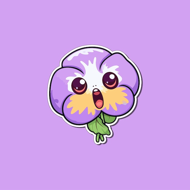 Vector pansy sticker kawaii cartoon illustratie