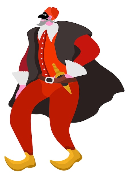 Vector pantalone. one of the principale actors in italian traditional theater. wealthy old merchant in red