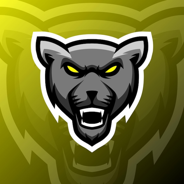 Panter boos hoofd mascotte gaming-logo