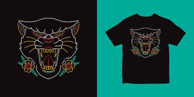 Panter overzicht illustratie tshirt ontwerp