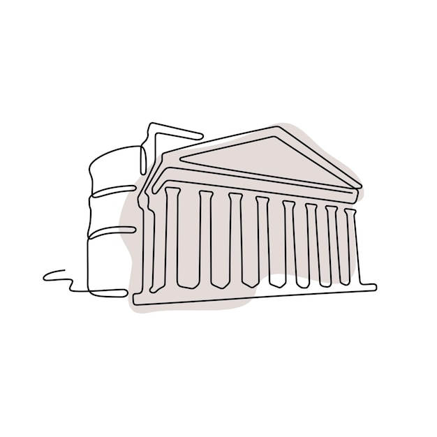 Pantheon Rome landmark continuous line vector illustration
