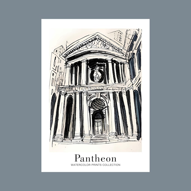 Pantheon acquerello pittura artistica