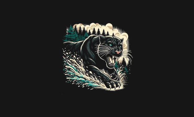 Vector panther attack on forest vector illustration artwork design