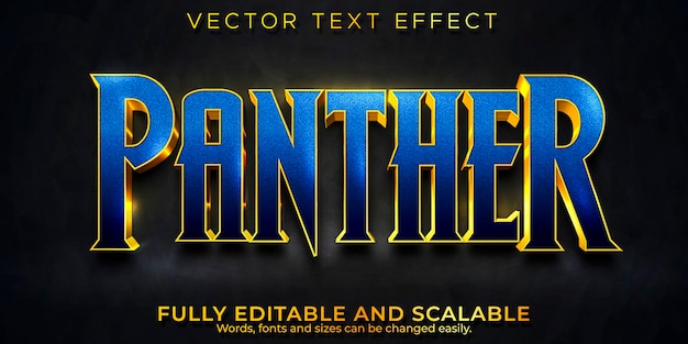 Vector panther cinematic text effect, editable black and metallic text style