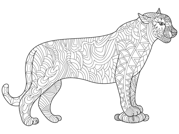 Panther coloring vector for adults