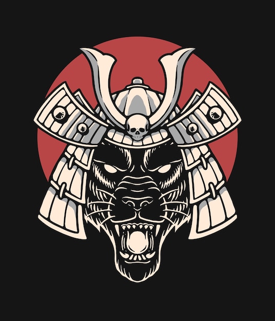 Panther head samurai illustration