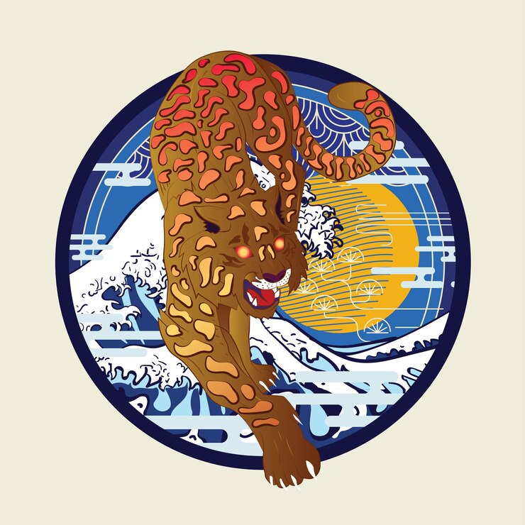 Vector panther illustration design for sukajan is mean japan traditional cloth or tshirt