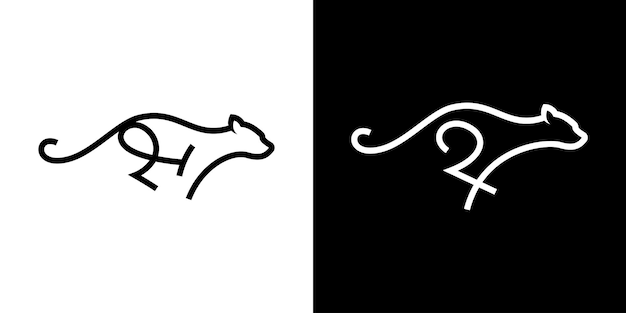 Panther logo design line icon vector illustration