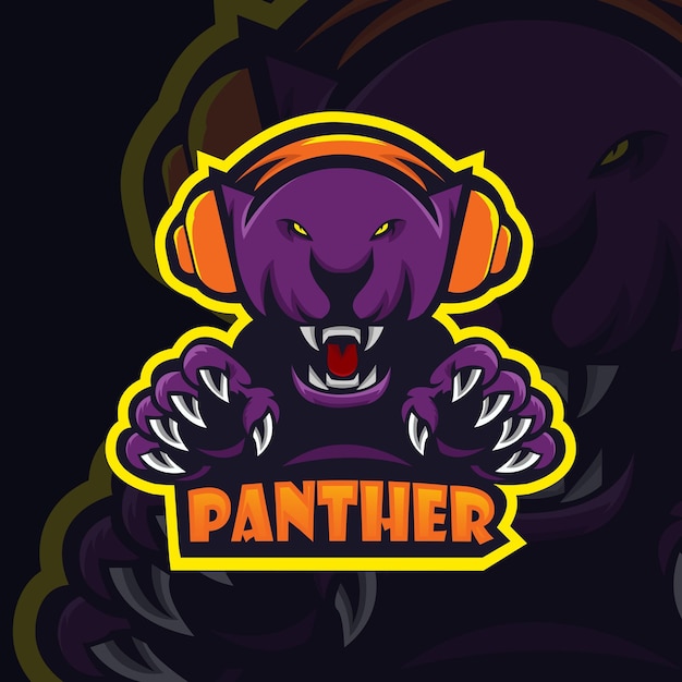 Vector panther mascot esport gaming logo vector illustration