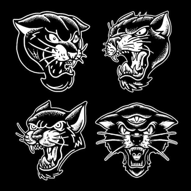 Vector panthers head collection tattoo