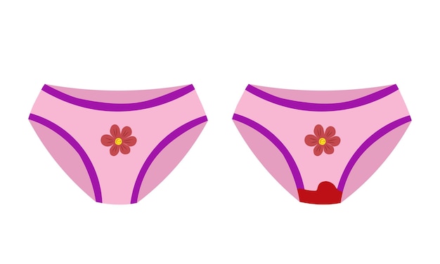 Panties with menstruation blood underpants hand drawn illustration