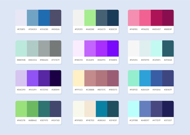 Campioni del catalogo della tavolozza dei colori pantone in esadecimale rgb