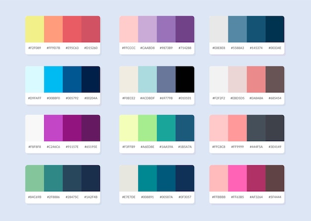 Premium Vector | Pantone colour palette catalog samples in rgb hex