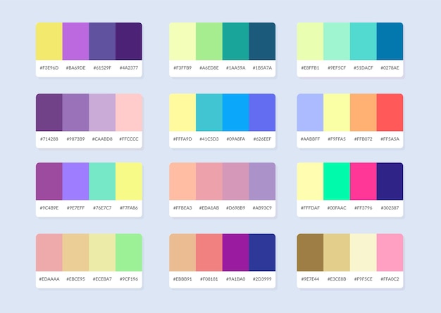 Vector pantone colour palette catalog samples in rgb hex