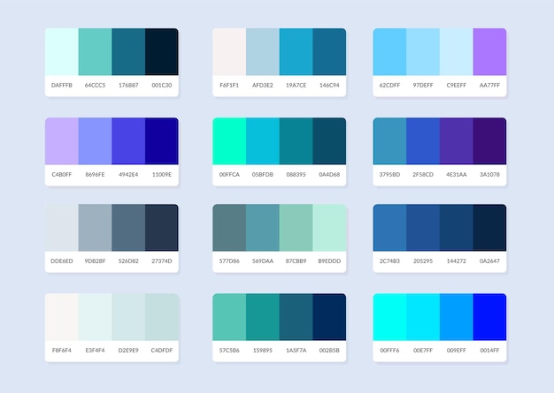 Vector pantone colour palette catalog samples in rgb hex