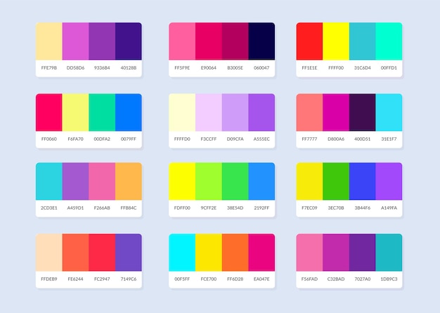 Vector pantone colour palette catalog samples in rgb hex