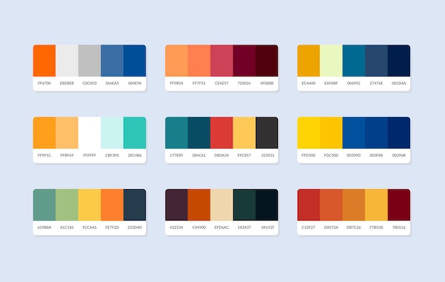 Vector pantone colour palette catalog samples in rgb hex