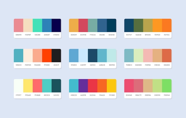 Vector pantone colour palette catalog samples in rgb hex