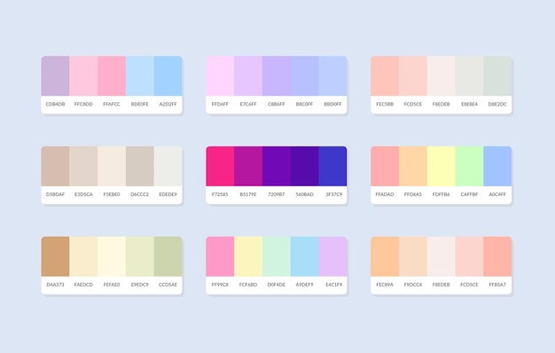 Образцы каталога цветовой палитры Pantone в шестнадцатеричном формате rgb