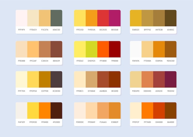 Vector pantone-kleurenpaletcatalogusvoorbeelden in rgb hex