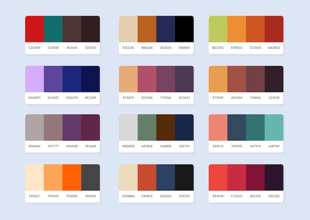 Pantone-kleurenpaletcatalogusvoorbeelden in rgb hex