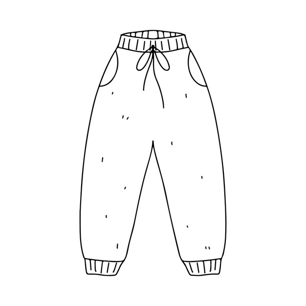 Scarabocchi di pantaloni disegnati a mano in stile scarabocchi illustrazione vettoriale isolata su bianco pagina da colorare