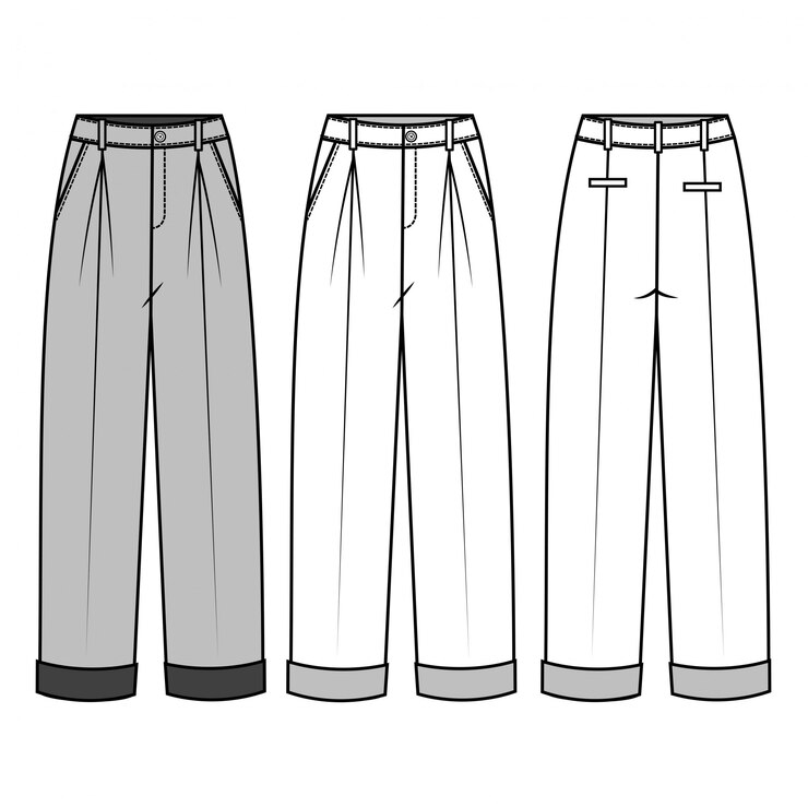 Вектор брюки для дамской одежды flat template
