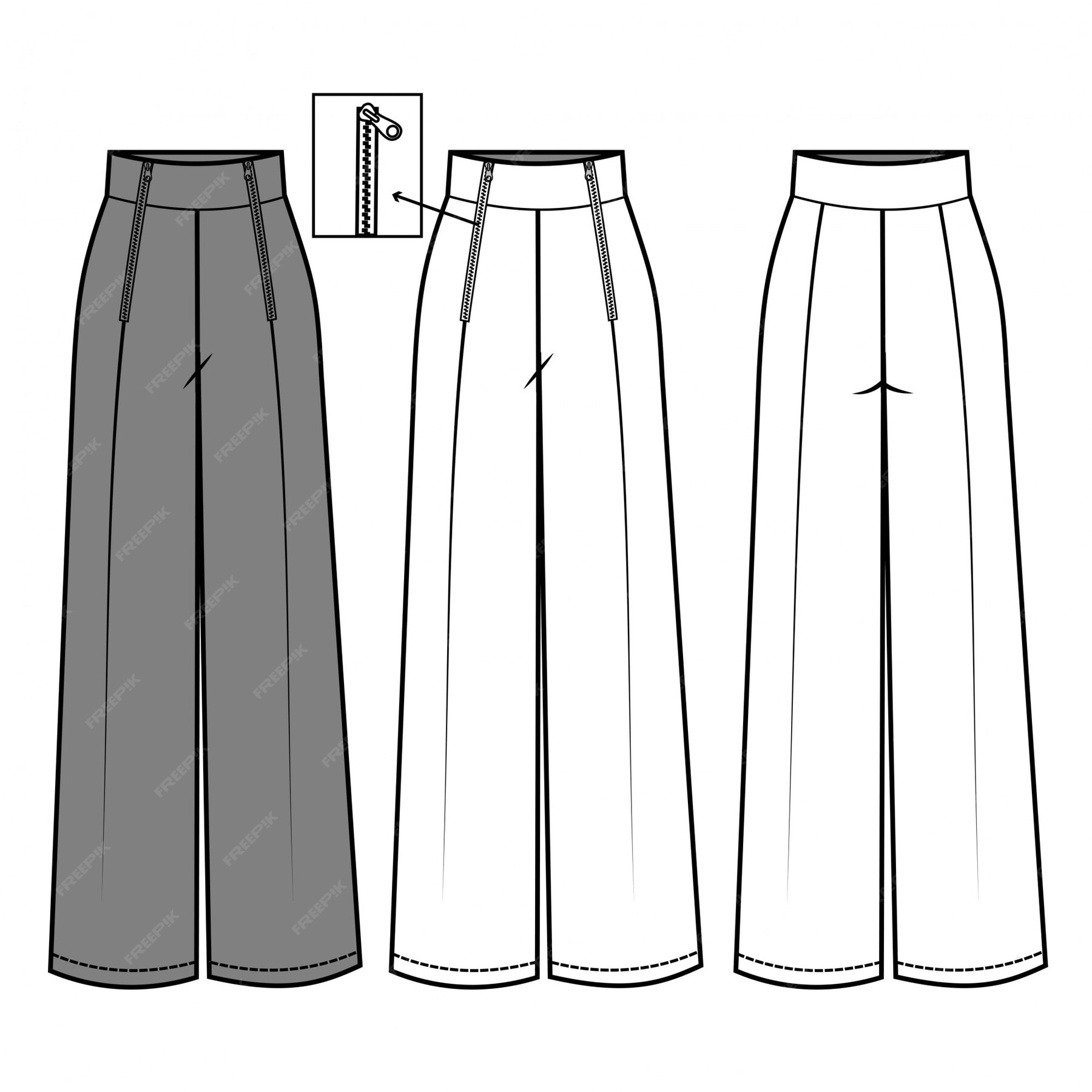 Premium Vector | Pants for ladies fashion flat template