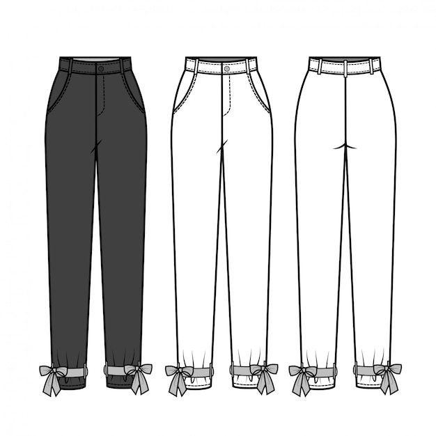 Pants for Ladies fashion Flat Template