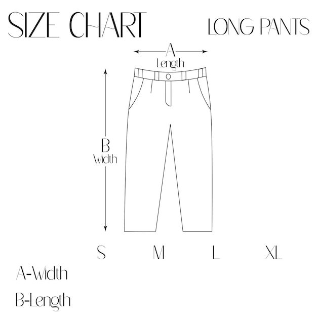 pants size chart vector