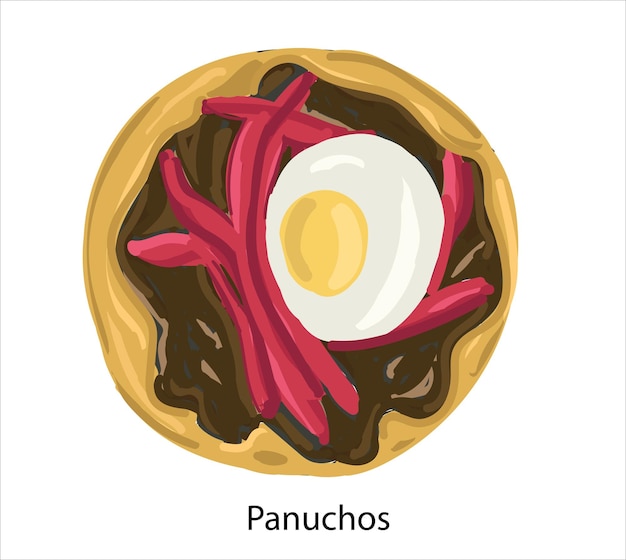 Vettore panuchos cibo messicano vettore. i migliori piatti messicani. illustrazione di cibo latinoamericano.