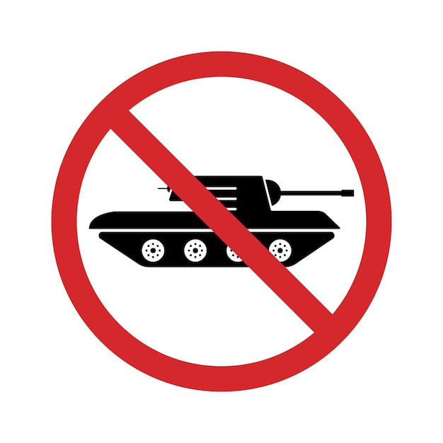 Panzer Voertuig Force Rood Stopbord Verbod Symbool Militaire Tank Silhouet Icoon Gevaar Tank Leger Symbool