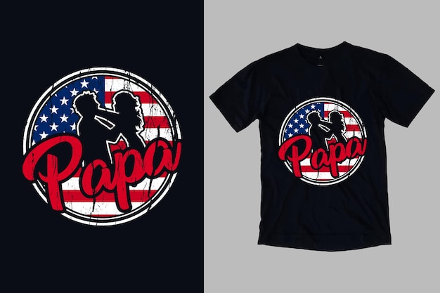 Papa Amerikaanse vlag vaderdag typografie en vector t-shirt ontwerpsjabloon vader en vader shirts