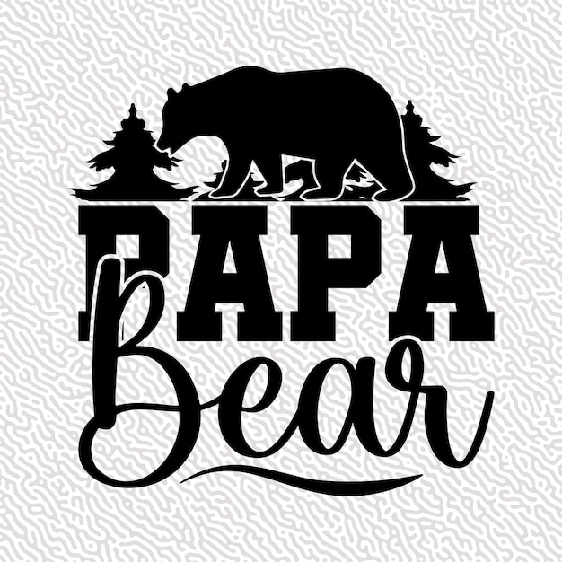 Papa Bear badges collection in hand drawn style