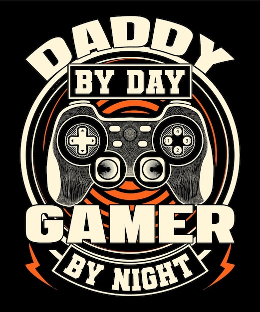 Papa overdag gamer 's nachts t-shirtontwerp.