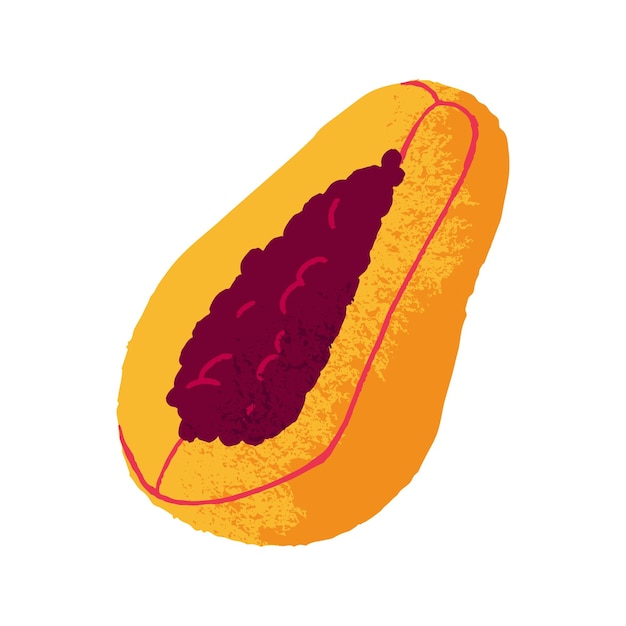 Papaja exotisch fruit Papaja gesneden halve doorsnede met zaden en vers rijp vruchtvlees binnen Tropisch zomer gezond vitamine voedsel Platte vector illustratie geïsoleerd op witte achtergrond