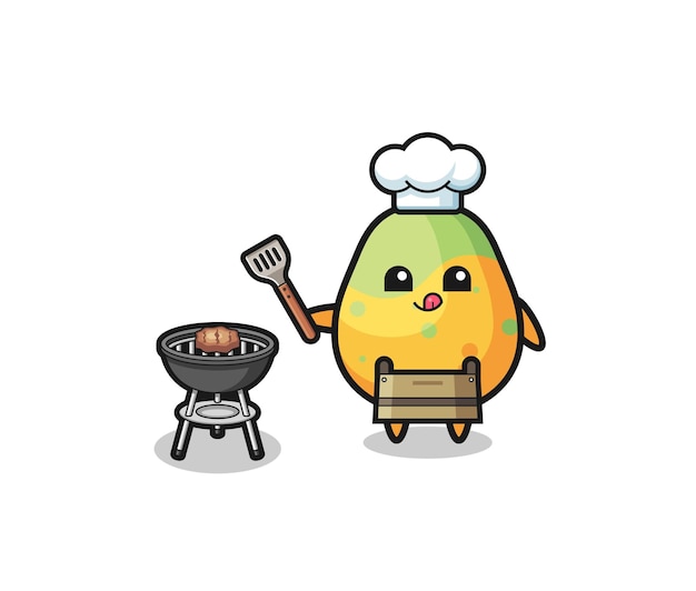 Papaya barbeque chef with a grill