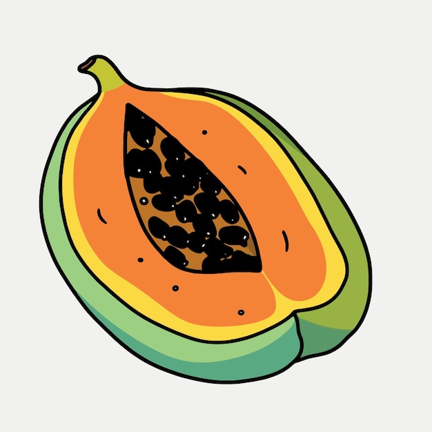 Papaya fruit cut in half