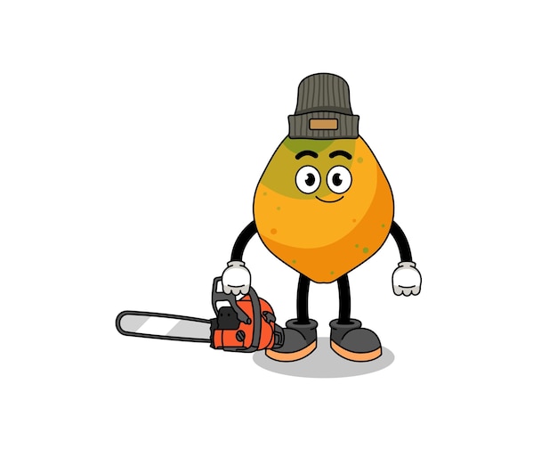 Papaya fruit illustration cartoon as a lumberjack character design