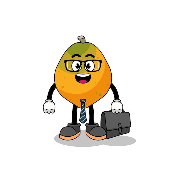 Papaya fruit mascot as a businessman character design